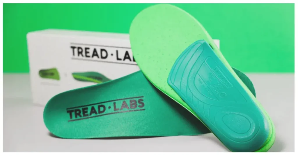 Tread Labs Green Insole with Box on white table green background